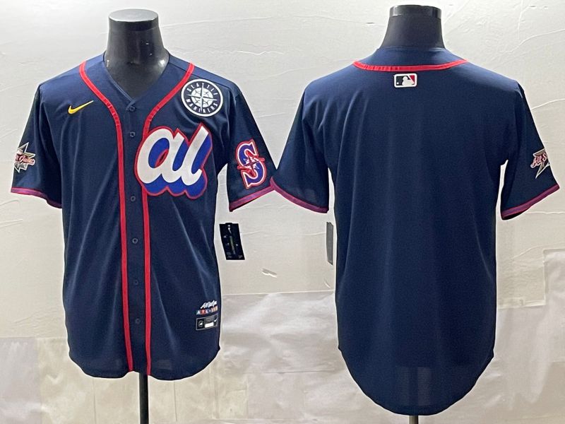 Men 2025 Seattle Mariners Blank Drak Blue All star Blank Blue Nike MLB Jersey style 2